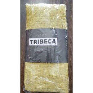 Tribeca Napkins Set 4 Montello Super Lemon Citron 18" Cotton Blnd Picnic NEW Tag